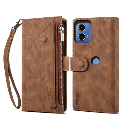 For Motorola Moto G04 / G24 ESEBLE Retro Frosted RFID Leather Phone Case(Brown) - Motorola Cases by ESEBLE | Online Shopping UK | buy2fix