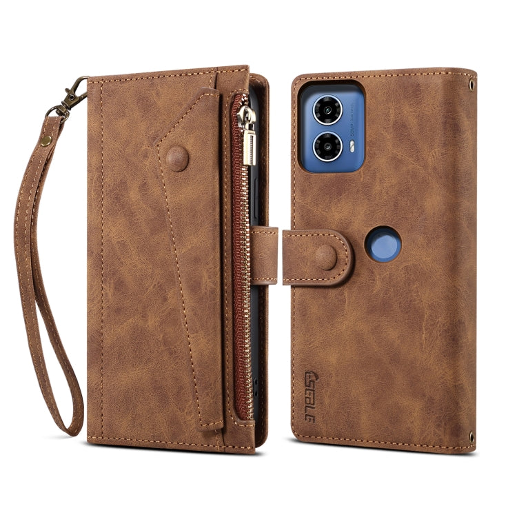 For Motorola Moto G34 ESEBLE Retro Frosted RFID Leather Phone Case(Brown) - Motorola Cases by ESEBLE | Online Shopping UK | buy2fix