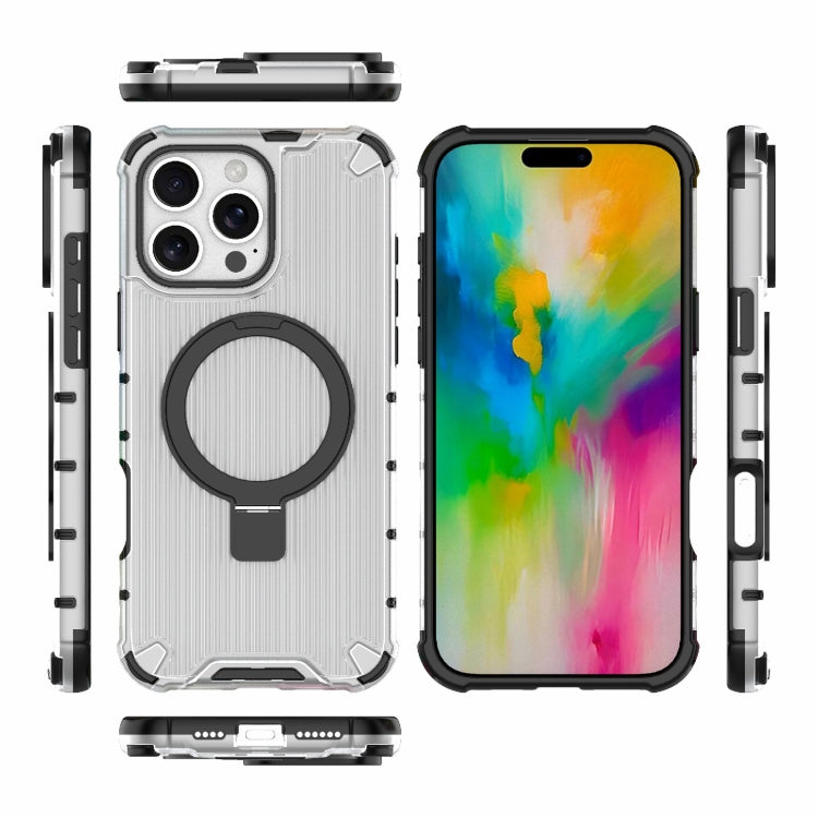 For iPhone 16 Pro Max Grating Holder Shockproof Phone Case(Transparent) - iPhone 16 Pro Max Cases by buy2fix | Online Shopping UK | buy2fix