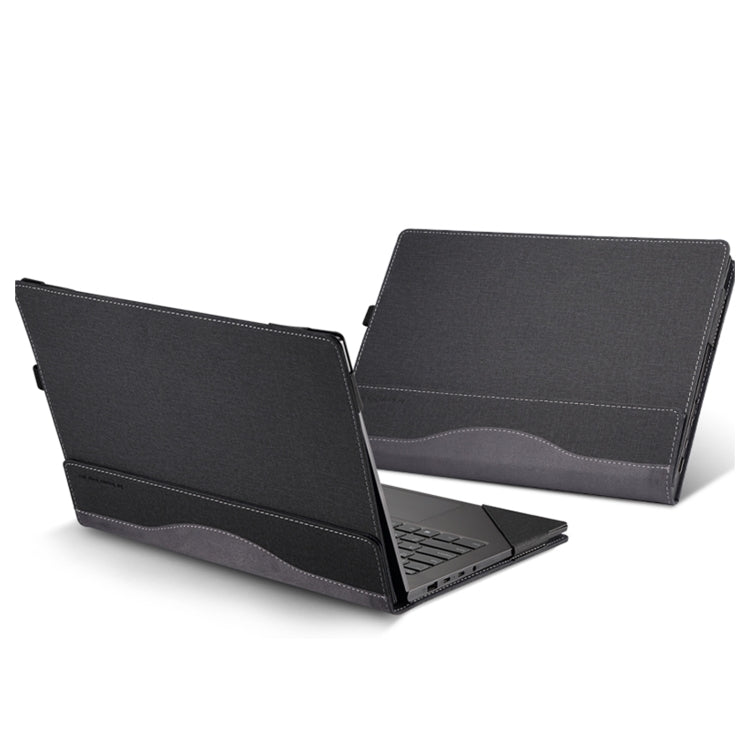 For HP Pavilion X360 Laptop 14-dw / 14m-dw Leather Laptop Shockproof Protective Case(Black) - Screen & Keyboard Cover by buy2fix | Online Shopping UK | buy2fix