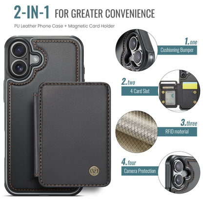 For iPhone 16 JEEHOOD J05 Business Magnetic Style RFID Leather Phone Case(Black) - iPhone 16 Cases by JEEHOOD | Online Shopping UK | buy2fix