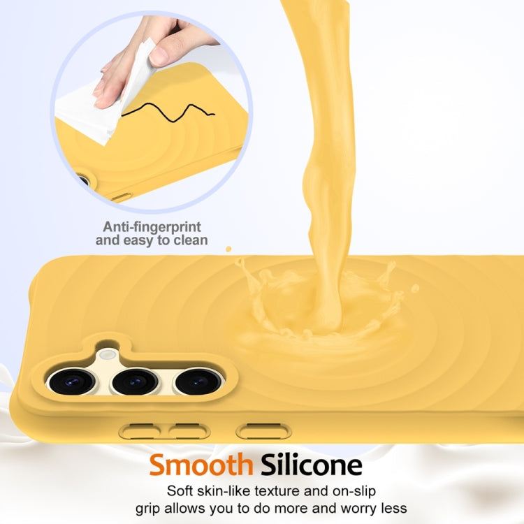 For Samsung Galaxy S25+ 5G Wave Texture MagSafe Magnetic Liquid Silicone Phone Case(Yellow) - Galaxy S25+ 5G Cases by buy2fix | Online Shopping UK | buy2fix