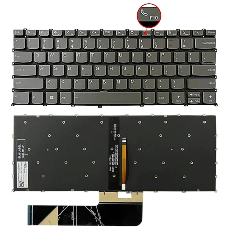 For Lenovo IdeaPad 5 / Yoga Slim 7 Pro US Version Laptop Backlight Keyboard, F10 Key with Phone Icon(Grey) - Lenovo Spare Parts by buy2fix | Online Shopping UK | buy2fix