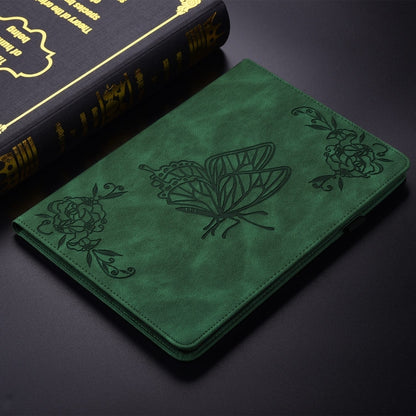 For iPad Pro 11 2024 Butterfly Flower Embossed Leather Tablet Case(Green) - iPad Pro 11 2024 Cases by buy2fix | Online Shopping UK | buy2fix