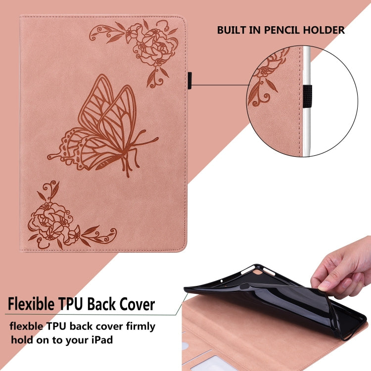 For iPad Pro 11 2024 Butterfly Flower Embossed Leather Tablet Case(Rose Gold) - iPad Pro 11 2024 Cases by buy2fix | Online Shopping UK | buy2fix