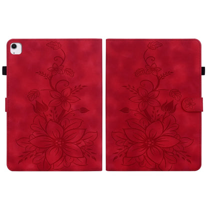 For iPad Air 11 2024 Lily Embossed Leather Smart Tablet Case(Red) - iPad Air 11 2024 Cases by buy2fix | Online Shopping UK | buy2fix