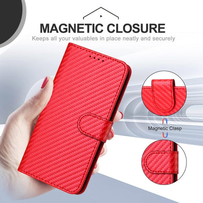 For iPhone 16 Pro YX0070 Carbon Fiber Buckle Leather Phone Case with Lanyard(Red) - iPhone 16 Pro Cases by buy2fix | Online Shopping UK | buy2fix