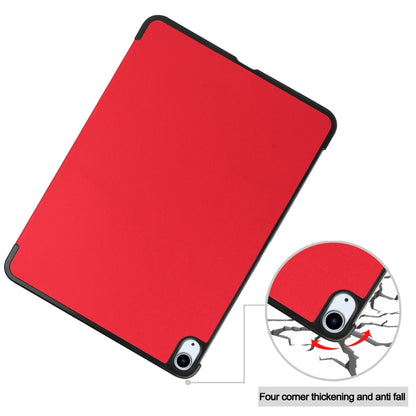 For iPad Air 13 2024 Custer Pure Color 3-Fold Holder Smart Leather Tablet Case(Red) - iPad Air 13 2024 Cases by buy2fix | Online Shopping UK | buy2fix