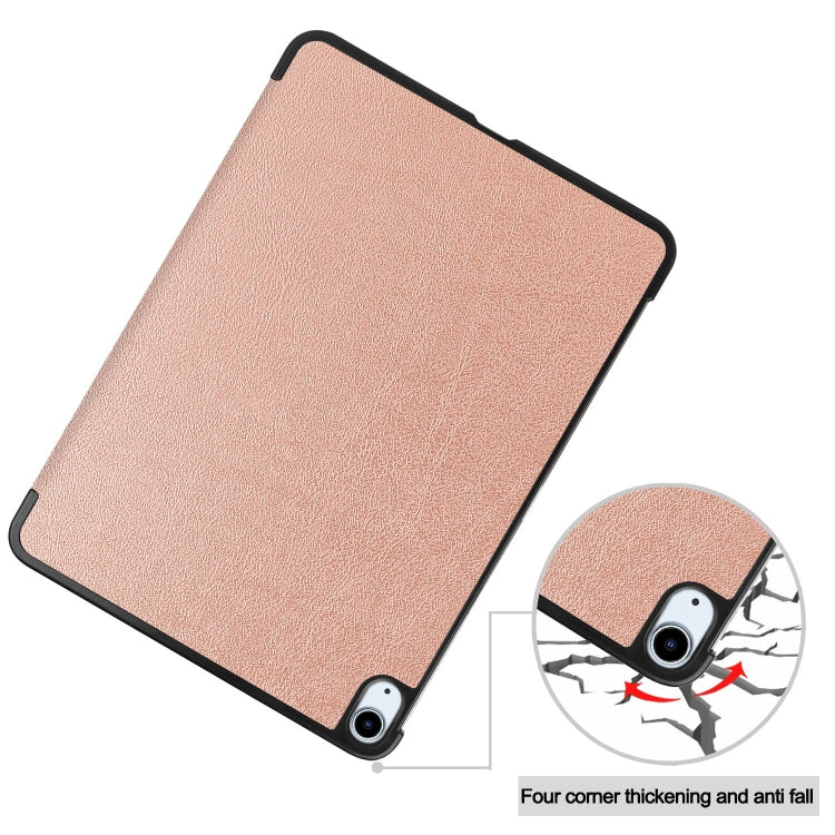 For iPad Air 11 2024 Custer Pure Color 3-Fold Holder Smart Leather Tablet Case(Rose Gold) - iPad Air 11 2024 Cases by buy2fix | Online Shopping UK | buy2fix