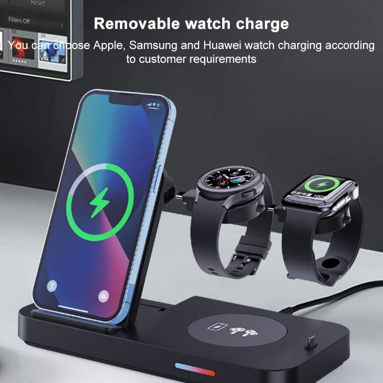 For Samsung Watch Series 3 in 1 15W Fold Wireless Charger Stand(Black) - Multifunction Charger by buy2fix | Online Shopping UK | buy2fix