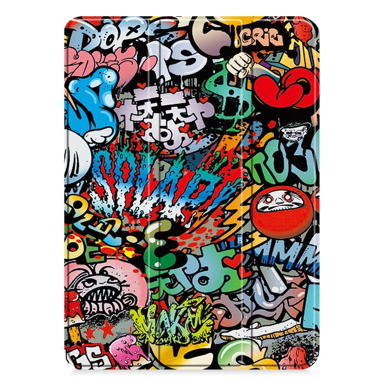 For iPad Pro 13 2024 Custer Painted 3-Fold Holder Smart Leather Tablet Case(Graffiti) - iPad Pro 13 2024 Cases by buy2fix | Online Shopping UK | buy2fix