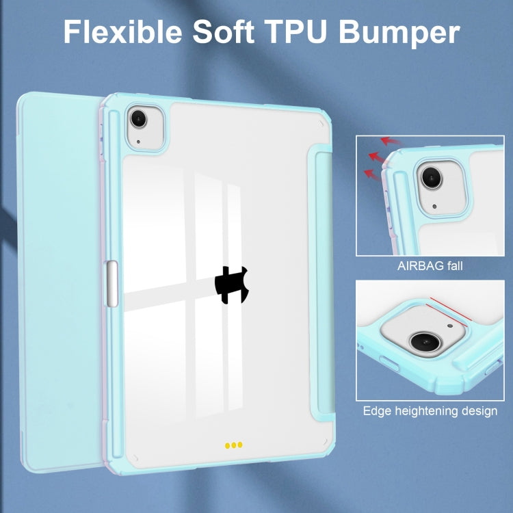 For iPad Air 13 2024 Pure Color 3-fold Clear TPU Smart Leather Tablet Case(Sky Blue) - iPad Air 13 2024 Cases by buy2fix | Online Shopping UK | buy2fix