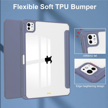 For iPad Pro 11 2024 Pure Color 3-fold Clear TPU Smart Leather Tablet Case(Lavender) - iPad Pro 11 2024 Cases by buy2fix | Online Shopping UK | buy2fix