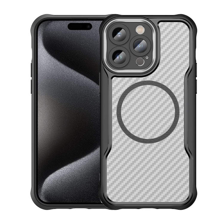 For iPhone 15 Pro Carbon Fiber Texture MagSafe Translucent Phone Case(Black) - iPhone 15 Pro Cases by buy2fix | Online Shopping UK | buy2fix