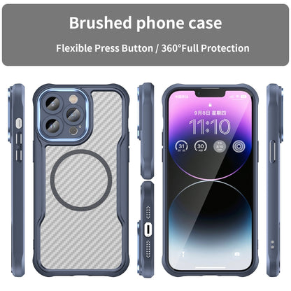 For iPhone 14 Pro Max Carbon Fiber Texture MagSafe Translucent Phone Case(Blue) - iPhone 14 Pro Max Cases by buy2fix | Online Shopping UK | buy2fix