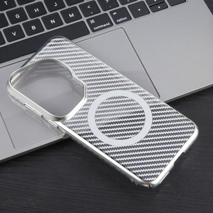 For Huawei Pura 70 Ultra 6D Plated Carbon Fiber Clear Magsafe PC Phone Case(Starlight Silver) - Huawei Cases by buy2fix | Online Shopping UK | buy2fix