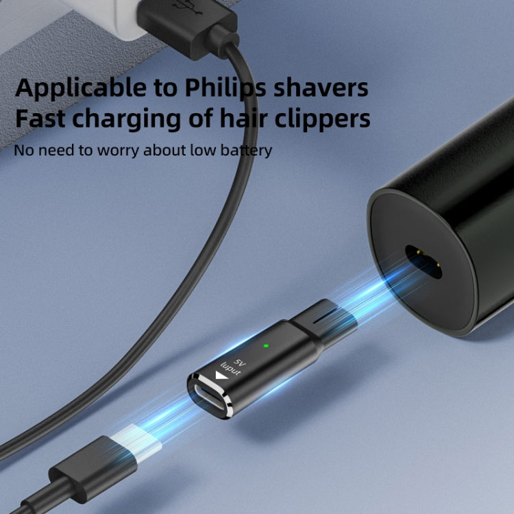Shaver / Clipper Charging Adapter for Philips, Interface:Type-C to 15V Oval(Black) - Accessories by buy2fix | Online Shopping UK | buy2fix