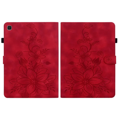 For Samsung Galaxy Tab A7 Lite 8.7 Lily Embossed Leather Tablet Case(Red) - Tab A7 Lite T220 / T225 by buy2fix | Online Shopping UK | buy2fix