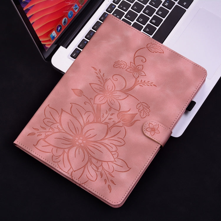 For Huawei MatePad SE 11 2024 Lily Embossed Leather Tablet Case(Pink) - Huawei by buy2fix | Online Shopping UK | buy2fix