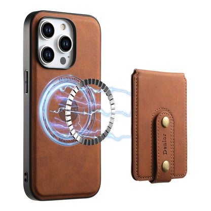 For iPhone 15 Plus Denior D14 NK Retro Pattern MagSafe Magnetic Card Holder Leather Phone Case(Brown) - iPhone 15 Plus Cases by Denior | Online Shopping UK | buy2fix