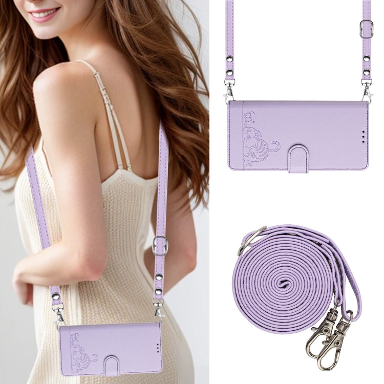 For OnePlus Nord CE3 5G India Cat Rat Embossed Pattern RFID Leather Phone Case with Lanyard(Purple) - OnePlus Cases by buy2fix | Online Shopping UK | buy2fix