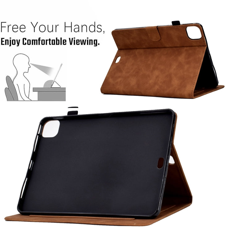 For iPad Pro 11 2024 Tower Embossed Leather Smart Tablet Case(Brown) - iPad Pro 11 2024 Cases by buy2fix | Online Shopping UK | buy2fix