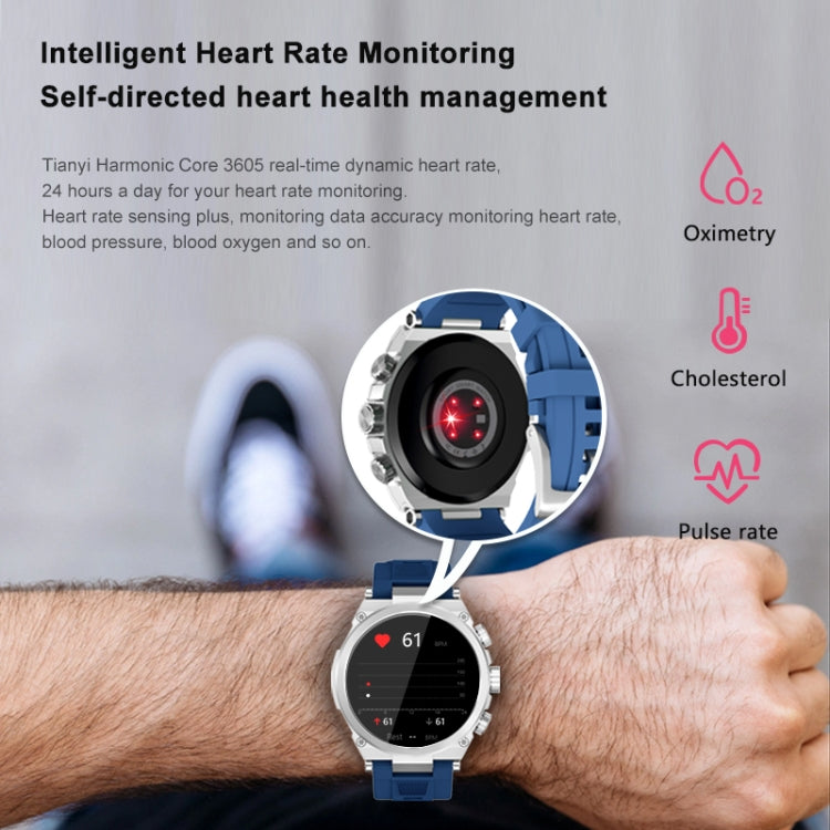 WS-23 1.52 inch IP67 Sport Smart Watch, Support Bluetooth Call / Sleep / Blood Oxygen / Heart Rate / Blood Pressure Health Monitor(Silver+Blue) - Smart Watches by buy2fix | Online Shopping UK | buy2fix