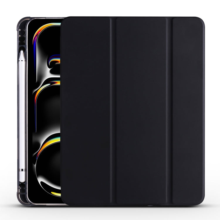 For iPad Pro 11 2024 3-fold TPU Leather Smart Tablet Case with Pen Slot(Black) - iPad Pro 11 2024 Cases by buy2fix | Online Shopping UK | buy2fix