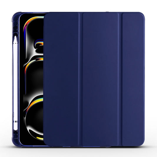 For iPad Pro 13 2024 3-fold TPU Leather Smart Tablet Case with Pen Slot(Dark Blue) - iPad Pro 13 2024 Cases by buy2fix | Online Shopping UK | buy2fix