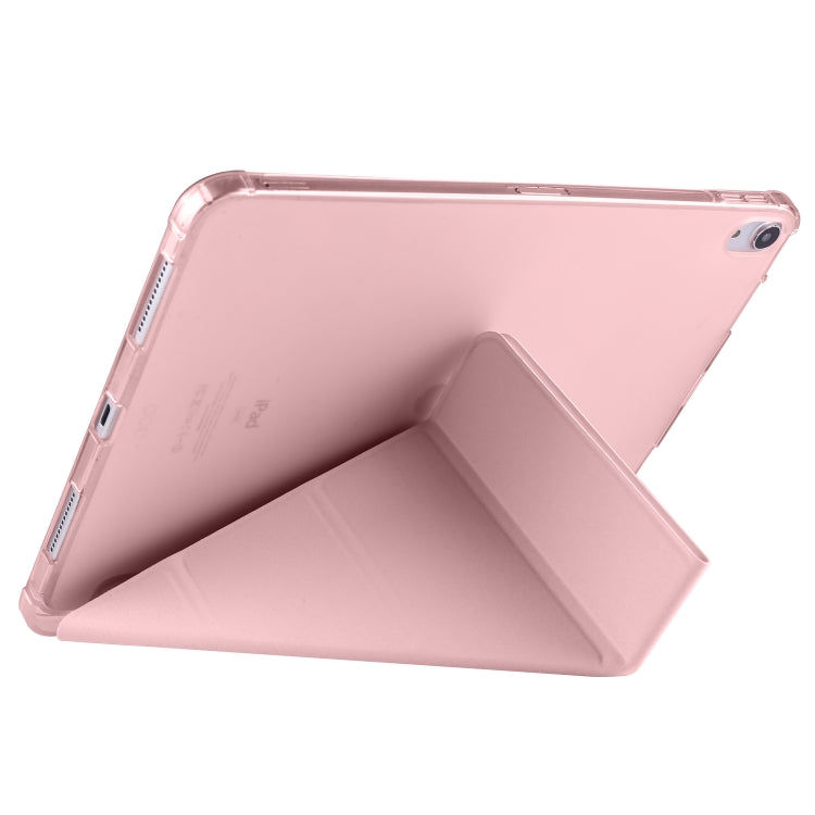 For iPad Pro 11 2024 Multi-folding TPU Leather Smart Tablet Case with Pen Slot(Pink) - iPad Pro 11 2024 Cases by buy2fix | Online Shopping UK | buy2fix