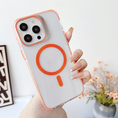 For iPhone 12/12 Pro J2 High Transparent MagSafe Magnetic Frame Holder Phone Case(Orange) - iPhone 12 / 12 Pro Cases by buy2fix | Online Shopping UK | buy2fix