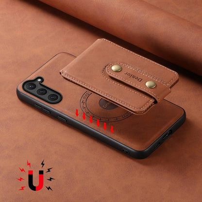 For Samsung Galaxy S23 5G Denior D14 NK Retro Pattern MagSafe Magnetic Card Holder Leather Phone Case(Brown) - Galaxy S23 5G Cases by Denior | Online Shopping UK | buy2fix