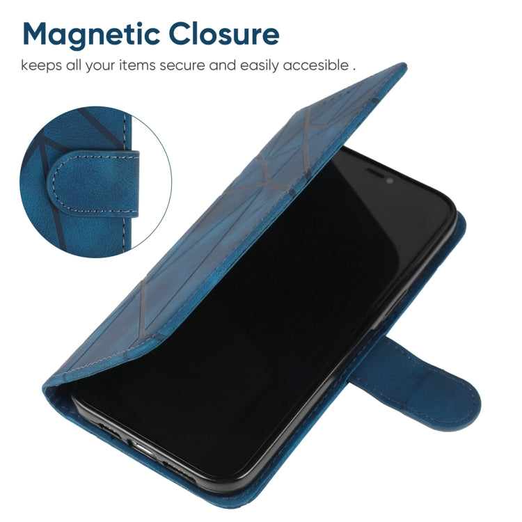 For iPhone 16 Pro Skin Feel Geometric Lines Leather Phone Case(Blue) - iPhone 16 Pro Cases by buy2fix | Online Shopping UK | buy2fix