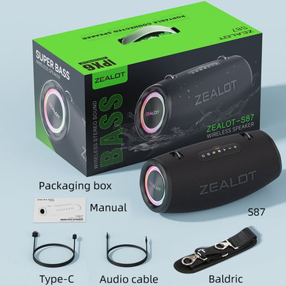 Zealot S87 80W Portable Outdoor Bluetooth Speaker with RGB Light(Black) - Waterproof Speaker by ZEALOT | Online Shopping UK | buy2fix