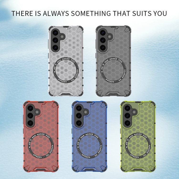 For Samsung Galaxy S25 5G Honeycomb Magnetic Ring Shockproof Phone Case(White) - Galaxy S25 5G Cases by buy2fix | Online Shopping UK | buy2fix