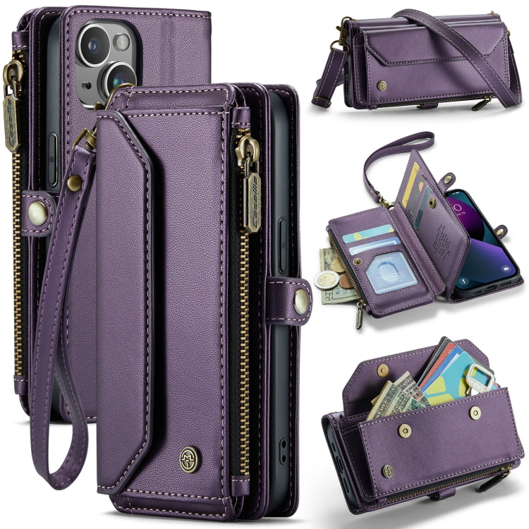 For iPhone 13 CaseMe C36 Card Slots Zipper Wallet RFID Anti-theft Leather Phone Case(Purple) - iPhone 13 Cases by CaseMe | Online Shopping UK | buy2fix