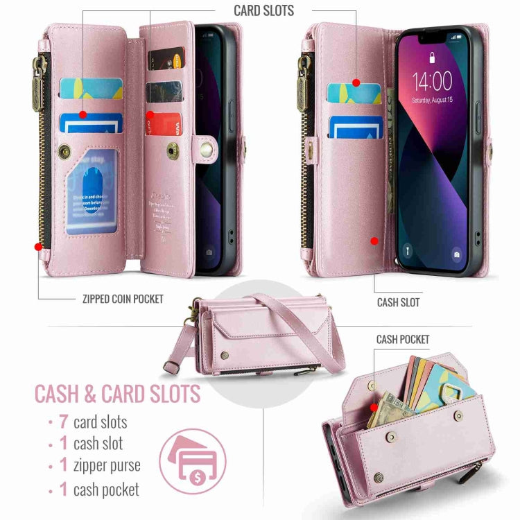 For iPhone 13 CaseMe C36 Card Slots Zipper Wallet RFID Anti-theft Leather Phone Case(Pink) - iPhone 13 Cases by CaseMe | Online Shopping UK | buy2fix