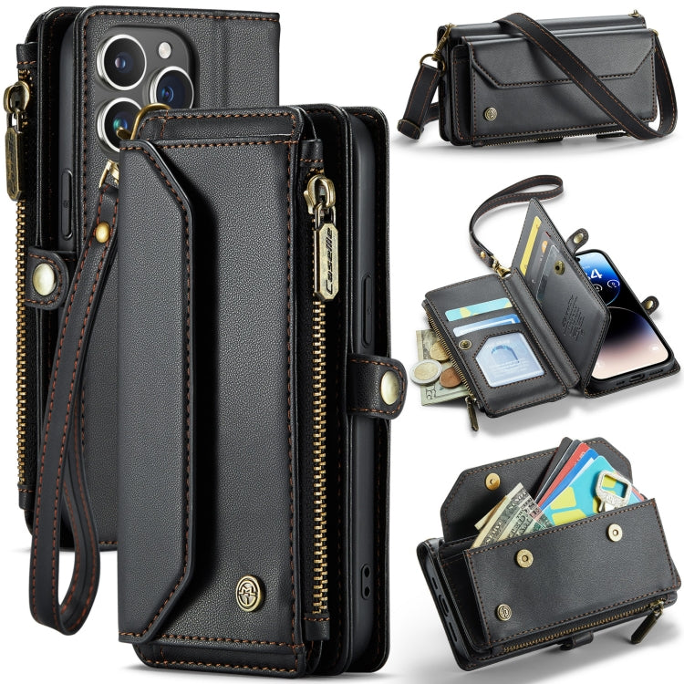 For iPhone 14 Pro Max CaseMe C36 Card Slots Zipper Wallet RFID Anti-theft Leather Phone Case(Black) - iPhone 14 Pro Max Cases by CaseMe | Online Shopping UK | buy2fix