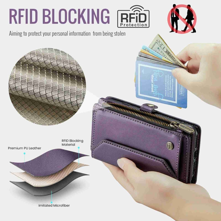 For iPhone 8 / 7 / 6 CaseMe C36 Card Slots Zipper Wallet RFID Anti-theft Leather Phone Case(Purple) - More iPhone Cases by CaseMe | Online Shopping UK | buy2fix