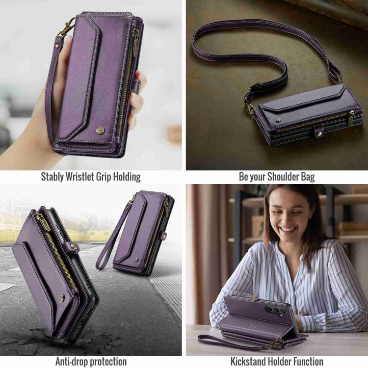 For Samsung Galaxy A34 5G CaseMe C36 Card Slots Zipper Wallet RFID Anti-theft Leather Phone Case(Purple) - Galaxy Phone Cases by CaseMe | Online Shopping UK | buy2fix