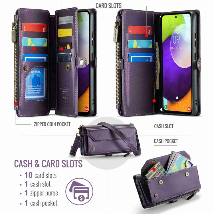 For Samsung Galaxy A52 / A52s 5G CaseMe C36 Card Slots Zipper Wallet RFID Anti-theft Leather Phone Case(Black) - Galaxy Phone Cases by CaseMe | Online Shopping UK | buy2fix