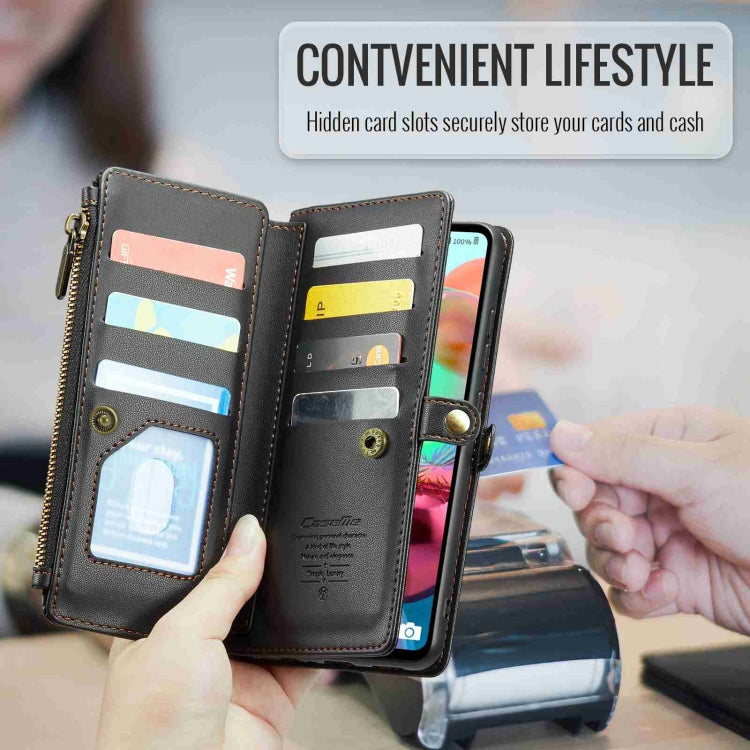 For Samsung Galaxy A71 4G CaseMe C36 Card Slots Zipper Wallet RFID Anti-theft Leather Phone Case(Black) - Galaxy Phone Cases by CaseMe | Online Shopping UK | buy2fix