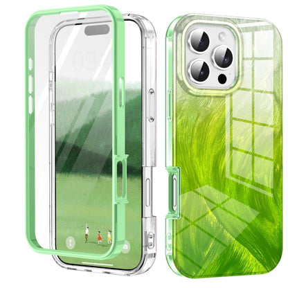 For iPhone 16 Pro Max IMD Gradient Feather PC Hybrid TPU Phone Case(Green) - iPhone 16 Pro Max Cases by buy2fix | Online Shopping UK | buy2fix