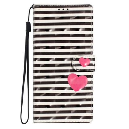 For iPhone 16 3D Pattern Leather Phone Case(Striped Heart) - iPhone 16 Cases by buy2fix | Online Shopping UK | buy2fix