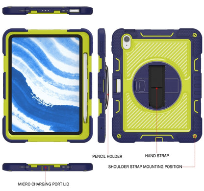 For iPad Air 11 2024 / Air 2022 10.9 360 Degree Rotation PC Contrast Silicone Tablet Case(Navy Blue + Yellow Green) - iPad Air 11 2024 Cases by buy2fix | Online Shopping UK | buy2fix