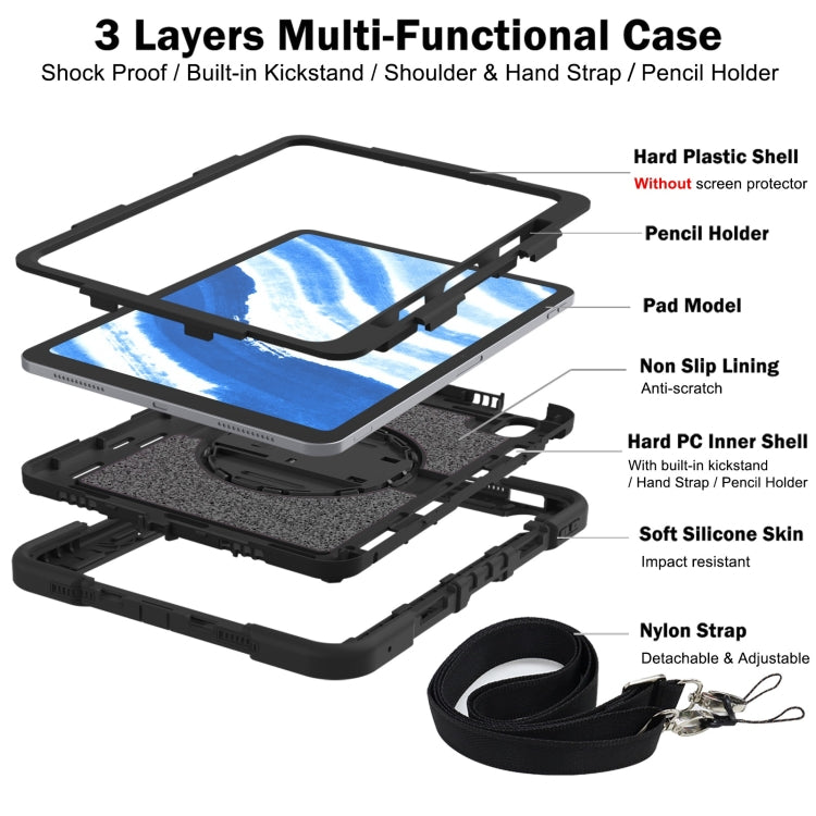 For iPad Air 11 2024 / Air 2022 10.9 360 Degree Rotation PC Contrast Silicone Tablet Case(Black) - iPad Air 11 2024 Cases by buy2fix | Online Shopping UK | buy2fix