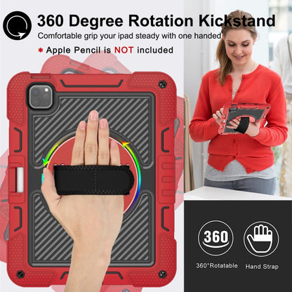 For iPad Pro 11 2024 360 Degree Rotation PC Contrast Silicone Tablet Case(Red + Black) - iPad Pro 11 2024 Cases by buy2fix | Online Shopping UK | buy2fix