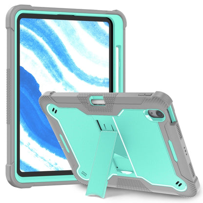 For iPad Air 11 2024 / Air 2022 10.9 Shockproof Silicone Hybrid PC Tablet Case with Holder(Mint Green + Grey) - iPad Air 11 2024 Cases by buy2fix | Online Shopping UK | buy2fix