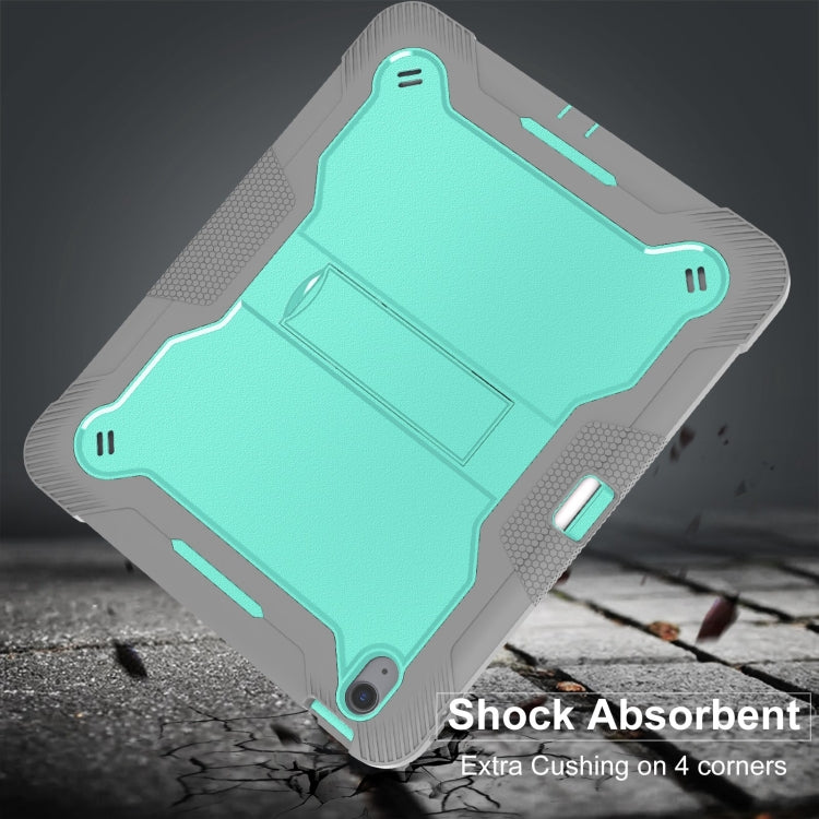 For iPad Air 13 2024 Shockproof Silicone Hybrid PC Tablet Case with Holder(Mint Green + Grey) - iPad Air 13 2024 Cases by buy2fix | Online Shopping UK | buy2fix