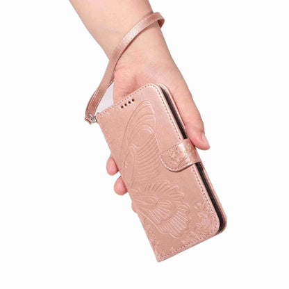 For OnePlus 11 5G Swallowtail Butterfly Embossed Leather Phone Case(Rose Gold) - OnePlus Cases by buy2fix | Online Shopping UK | buy2fix